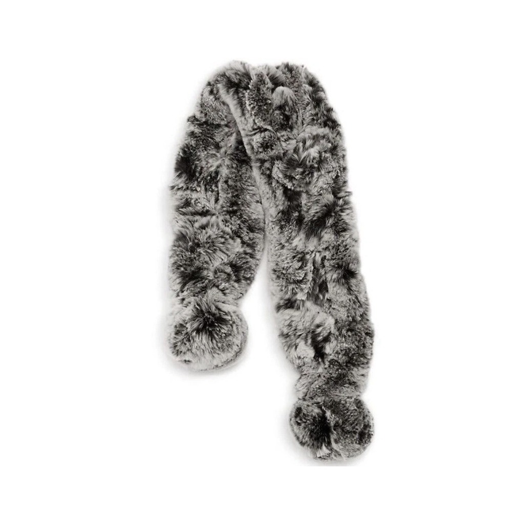 Belle‎ Fare Rex Rabbit Fur Scarf Neck Warmer Mixed Dark Gray Color